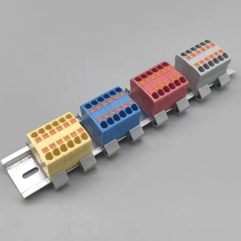 موصلات الأسلاك الكهربائية كتلة طرفية دفع سلكية متعددة في موصل متعدد للخارج على السكك الحديدية مع فتحة تثبيت #6