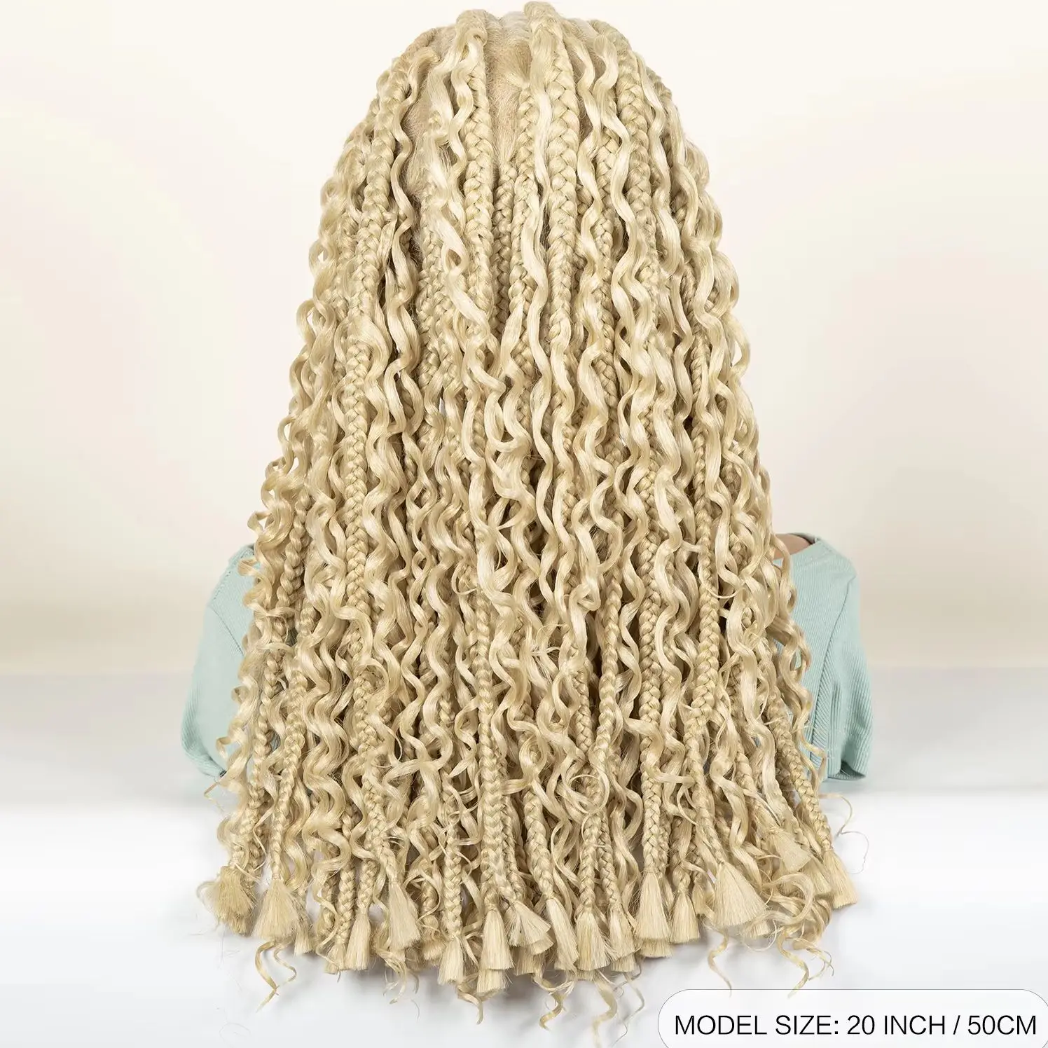 Synthetische Cornrow gevlochten pruiken halve vlechten halve Boheemse pruik 613 #   voor zwarte vrouwen knooploze modepruik stijlvol 20 inch