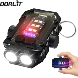 BORUiT Mini EDC Keychain Flashlight Portable Work Light Type_C Rechargeable Torch Emergency Camping Pocket Lantern Stress Relief