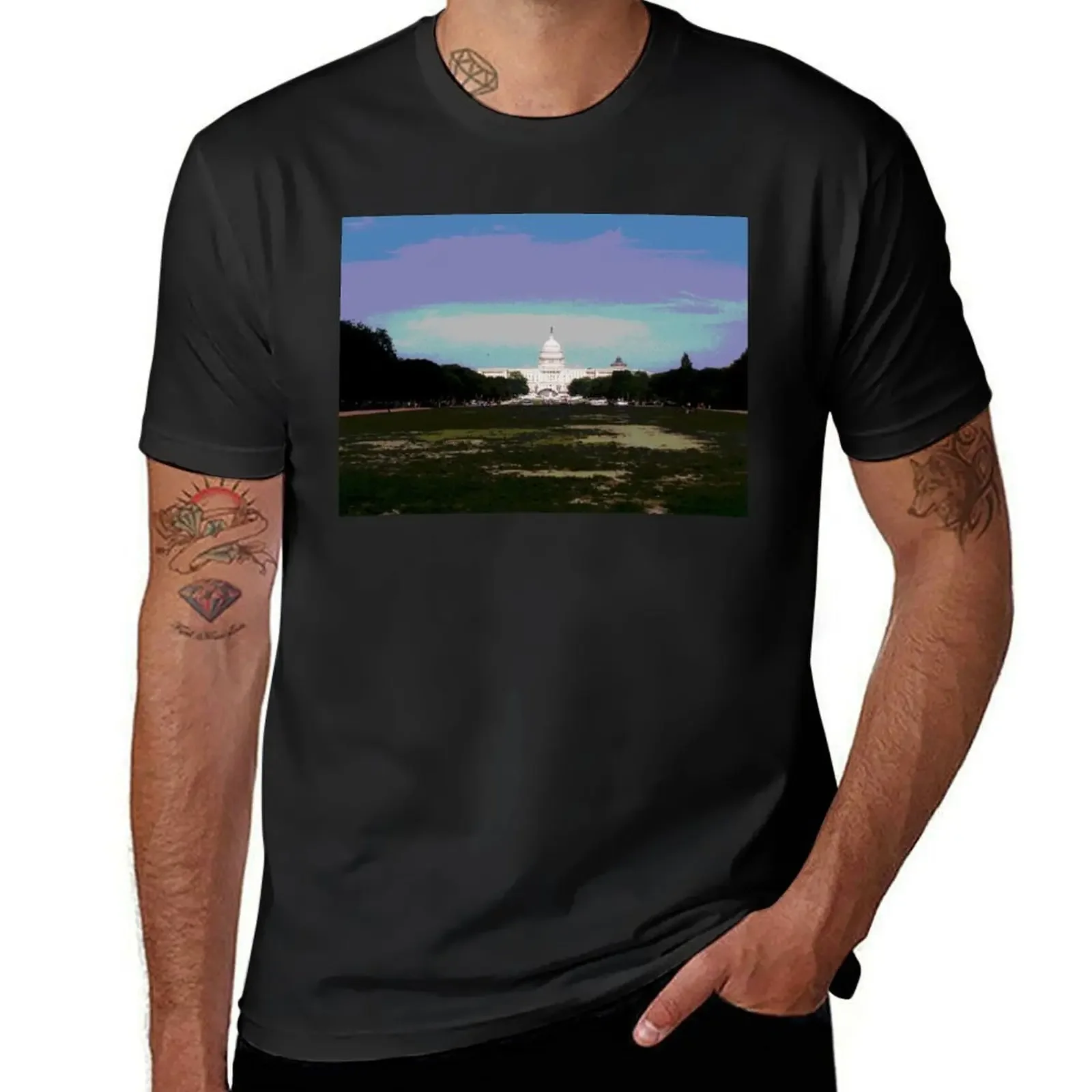 Washington D.C. capital building photo manipulation T-Shirt anime tshirt custom t shirt men tshirt