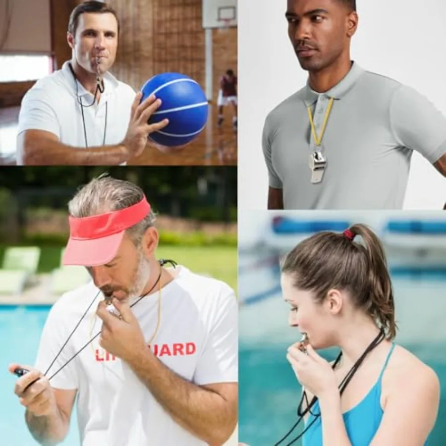 24 قطعة من صفارات الرياضة المصنوعة من الفولاذ المقاوم للصدأ مع صفارات صوتية عالية الحبل رائعة للمدربين والحكام المسؤولين #4