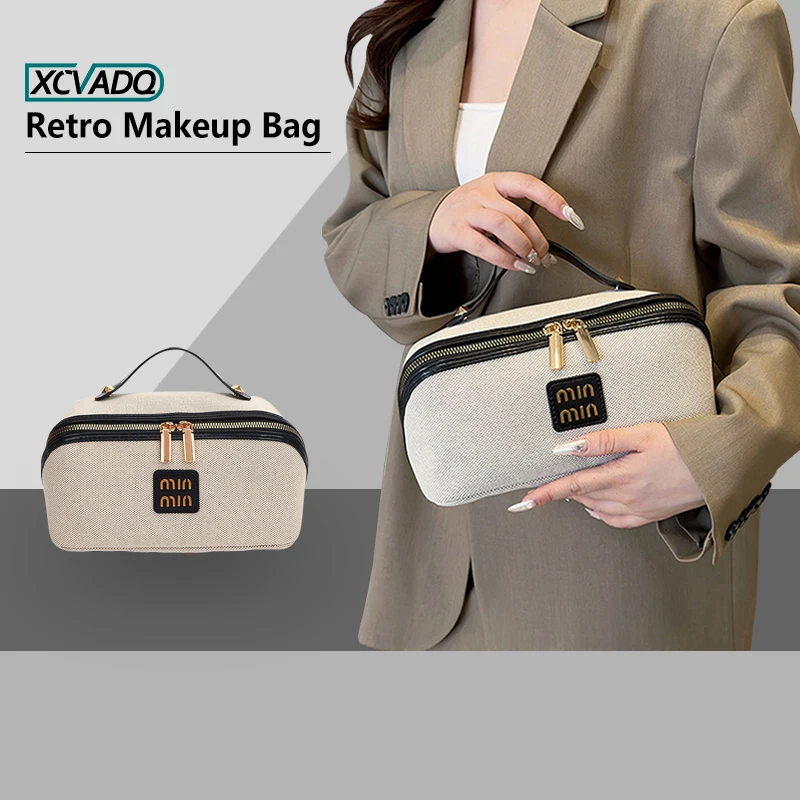 

1 шт. дорожная косметичка для женщин, широкая открытая большая косметичка с ручкой, пухлый органайзер для макияжа для туалетных принадлежностей, косметика