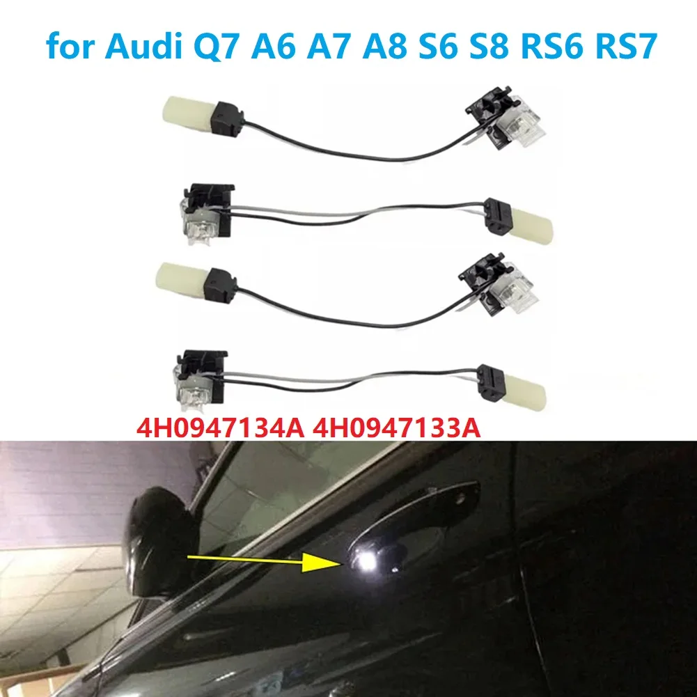 1Set/4pcs Front+Rear Door Handle Backlight 4H0947134A 4H0947133A for Audi Q7 A6 A7 A8 S6 S8 Exterior Door Ambient Lighting Lamp