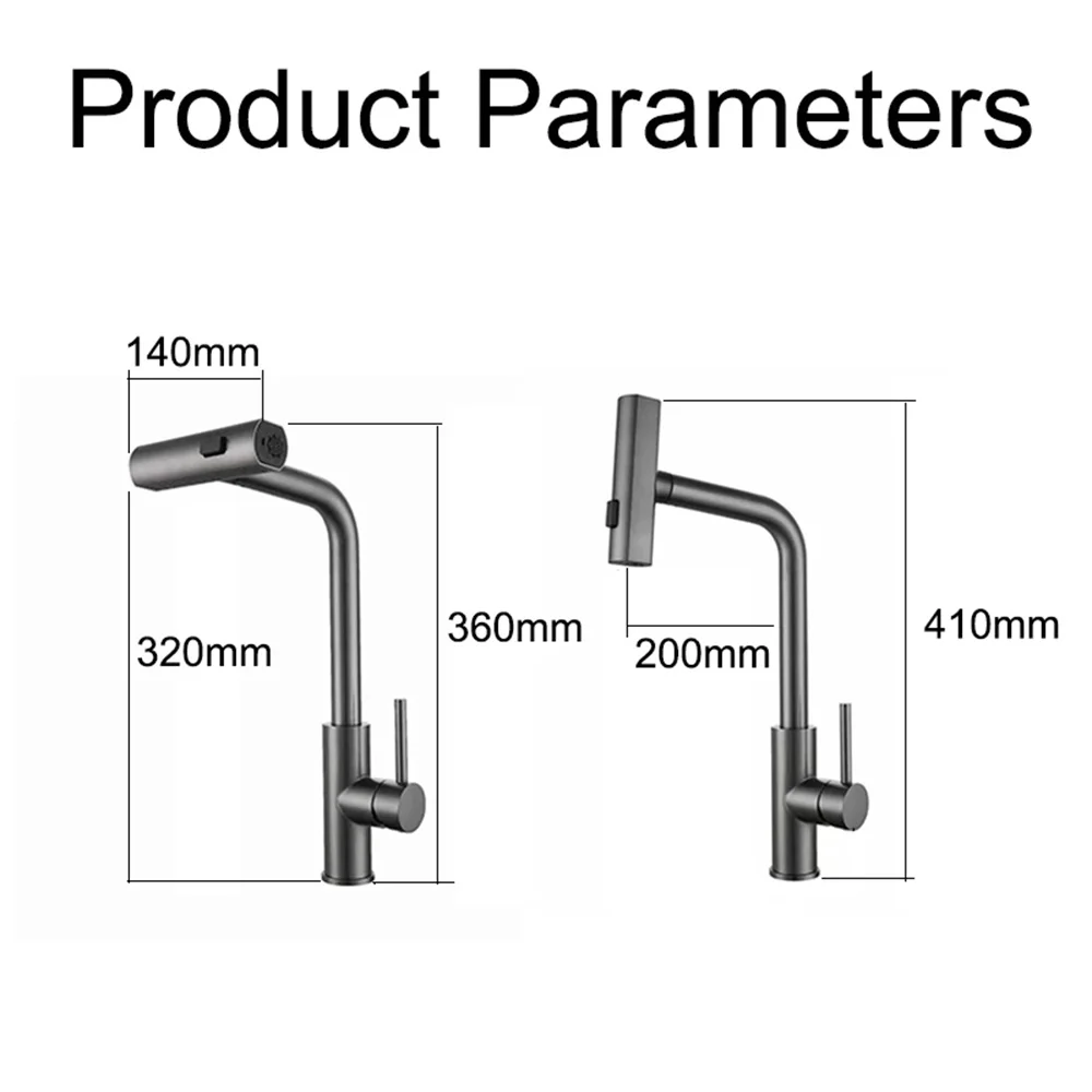 ก๊อกน้ํา 304 สแตนเลสสตีลเดี่ยวจับดึงหมุนน้ําตก Stream Sprayer Countertop Mount ห้องครัวห้องน้ํา