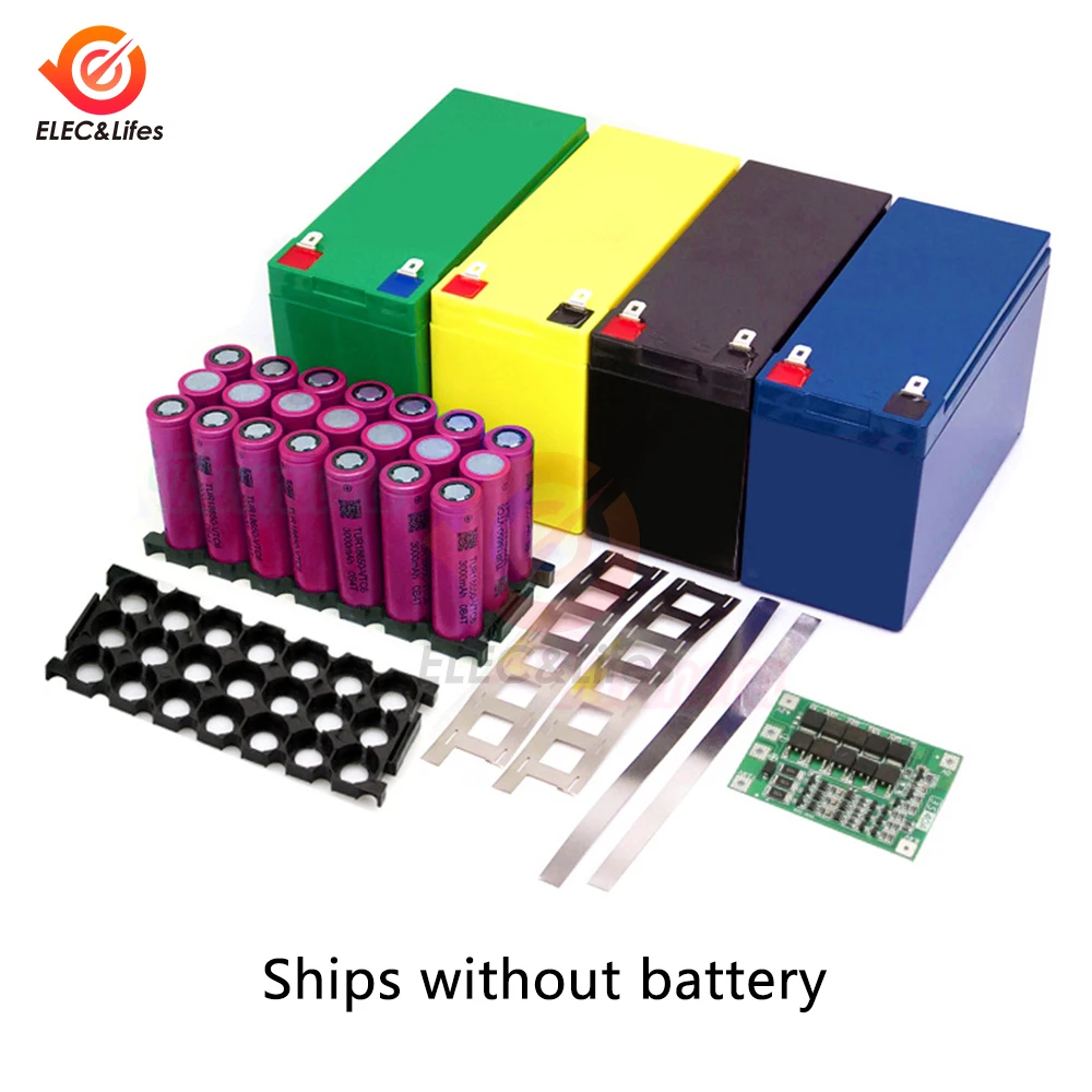 12V 7Ah Battery Storage Box 3X7 18650 Holder 3S 40A BMS With Welding Nickel for Motorcycle Replace Lead-Acid Use