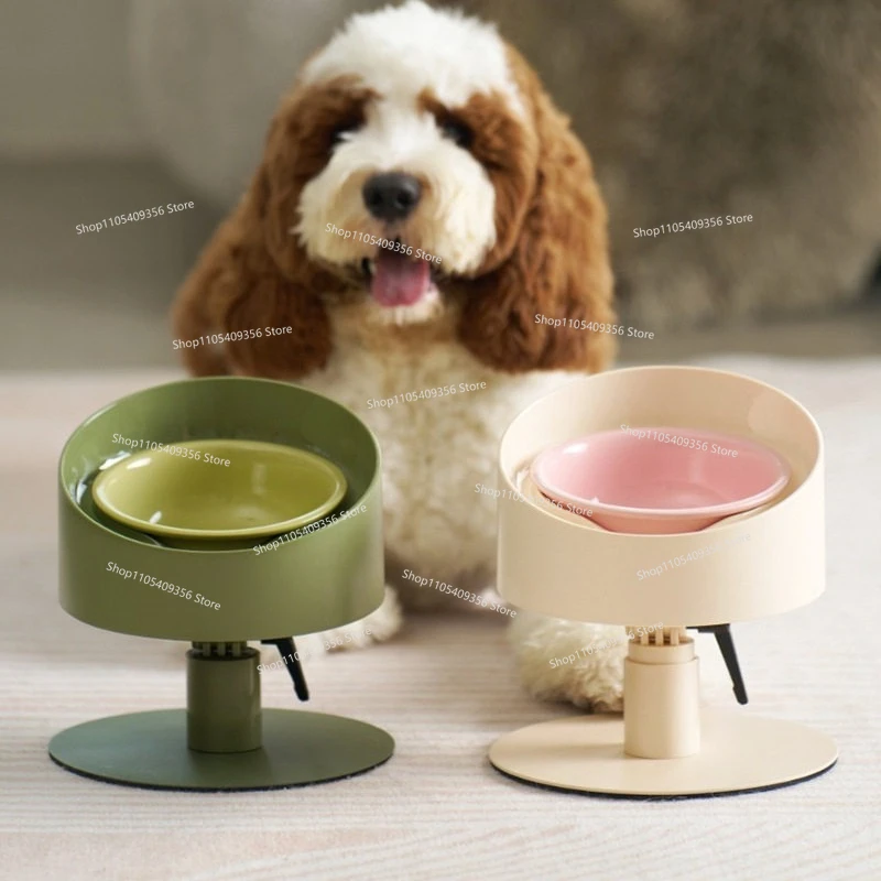 Ceramic Cat Bowl High Foot Oblique Mouth Protects Cervical Spine, Pet Anti-knock Cat Drinking Water Feeding Dog Bowl Food Basin
