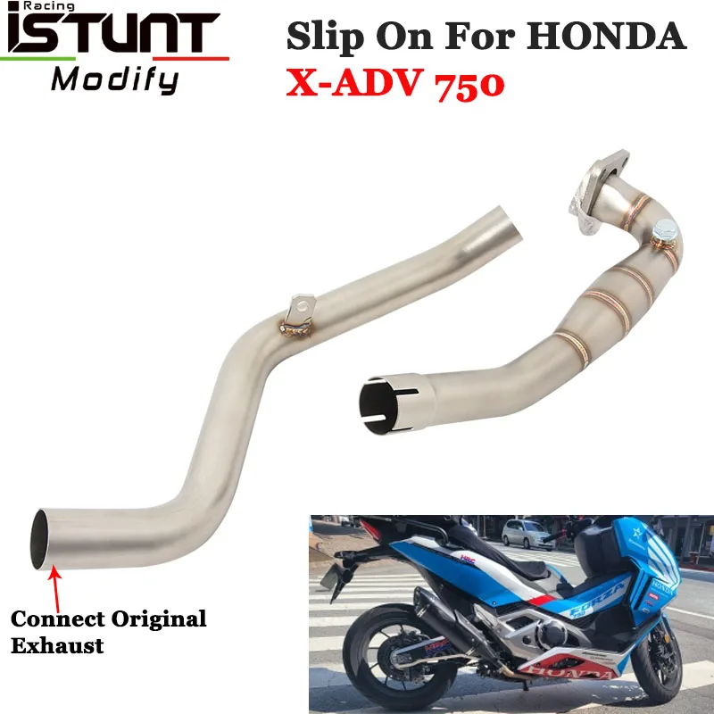 For Honda X-ADV 750 X ADV750 XADV 750 2017 - 2023 Motorcross Exhaust Front Link Pipe Escape Motorcycle Slip On Original Muffler