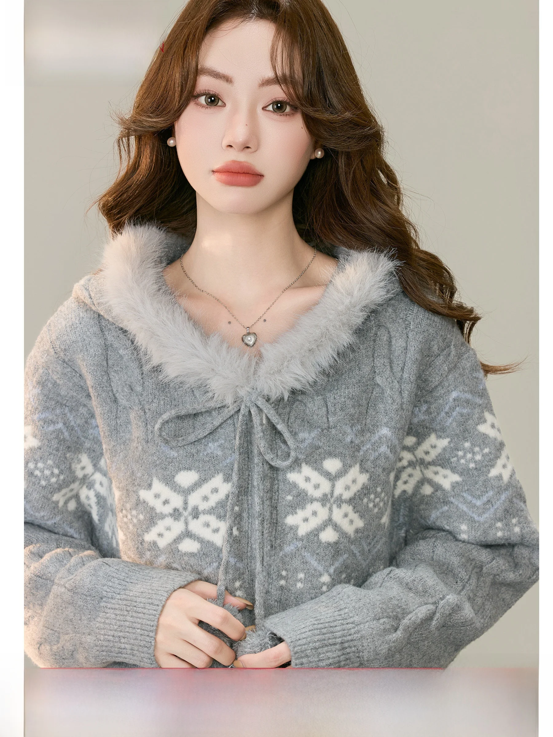 

Вязаный кардиган Lingjiu Ey Snow Rhythm для женщин, с капюшоном, удлиненный, в стиле Lazy Sle, с длинными рукавами, средней длины, зимний, модный