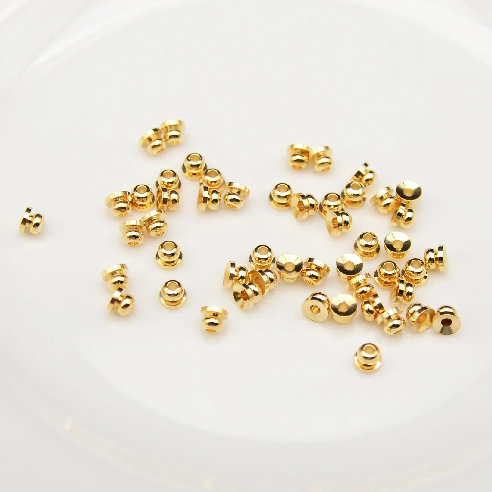 

20 Pieces 3 * 4mm Copper Plated with 18K Gold Round Flat Bottomed Bead String DIY Makes Jewelry Interval Winding Accessories