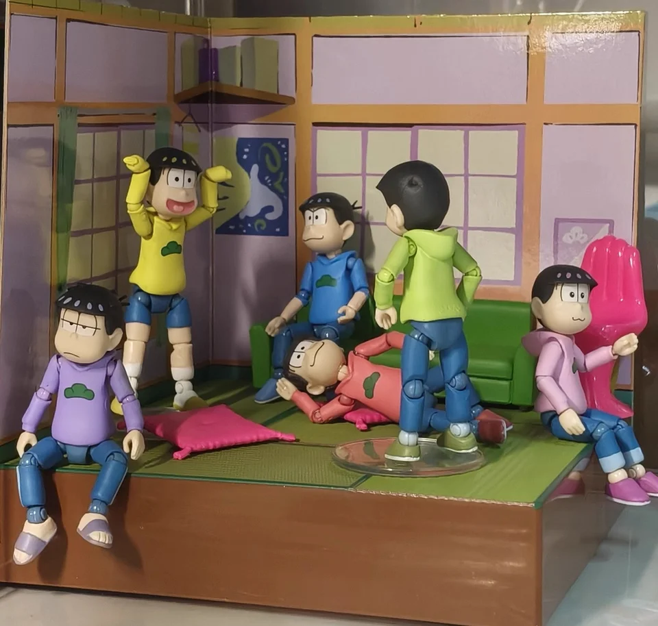 Re-ment Osomatsu Petit Pose Series Oden Stall y juego de escenas en miniatura para habitación de 6 hermanos, figura de personaje posable coleccionable