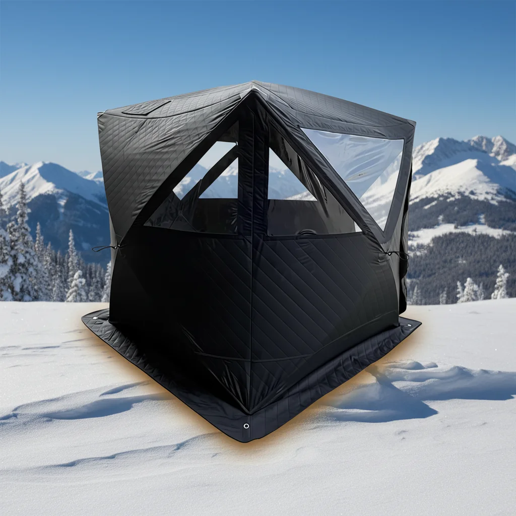 

Warmfire Custom Logo 6-Person Triple-Layer Modern Square Sauna Tent 4 Season Waterproof Oxford Fiberglass Pole Foldable For Ice