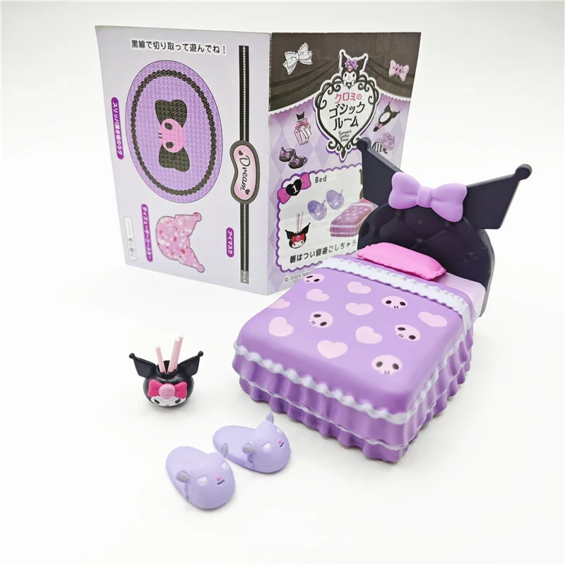 Sanrio Kuromi The Gothic Room Miniature Scene Blind Box Doll Cartoon Toy Model Ornaments Figures Children Christmas Gifts