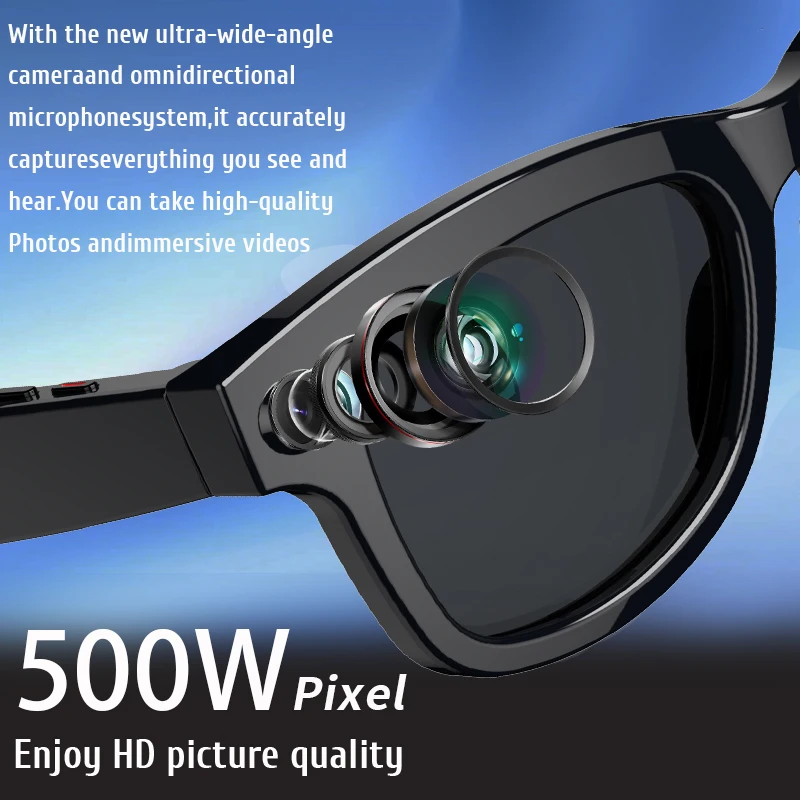 AI Smart Glasses 500W HD Camera Shooting Bluetooth Calling Intelligent Voice Assistant Control Music Smart Glasses For Men Women