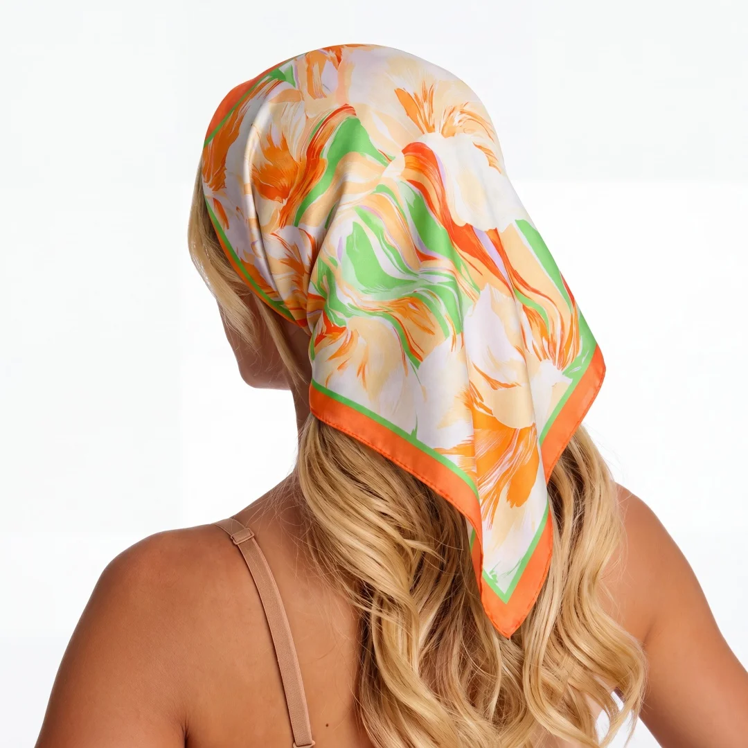 

Square Scarf Luxury Hijab Handkerchief Bandana Silk Scarves Woman Headscarf Fashion Print Wraps Shawl Neckerchief Turban
