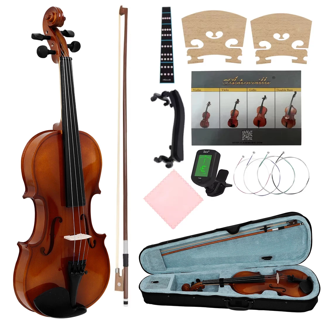 

IRIN Violin Set 4/4 Full-Size Acoustic Violin Beginner Set for Beginners Adults and Teenagers String Instruments Violin