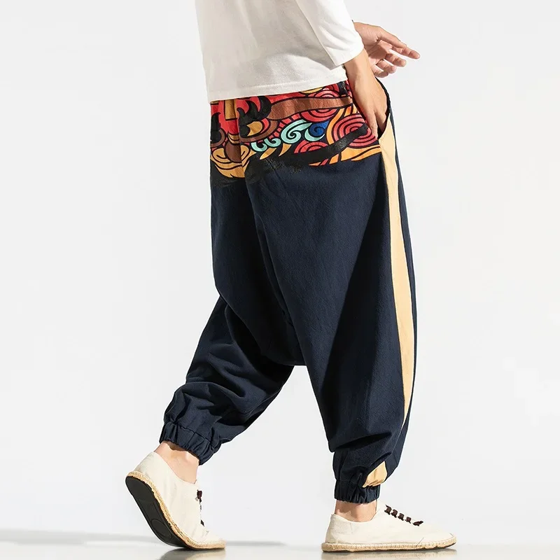 Chinese Style Harem Pants Streetwear Autumn Vintage Casual Sweatpants Hippie Pants Men Japanese Trousers Kimono Pants 10859