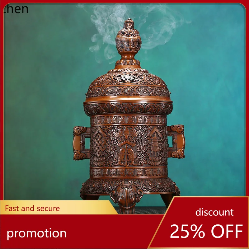 

Cz copper elephant foot yunlong button incense burner for homechinoiserie antique incense burner buddhist hall worship ornament