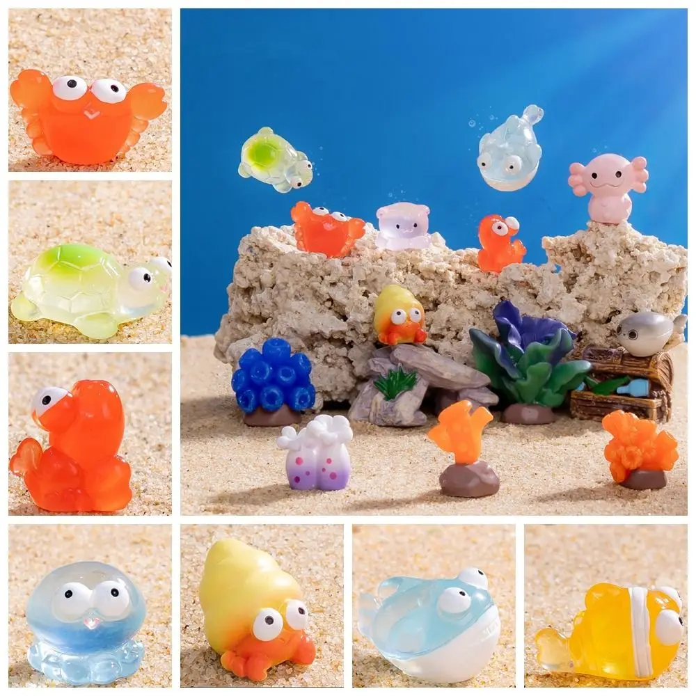 Resin Crafts Marine Animals Fish Ornaments Cute Mini Miniatures Animals Figurines DIY Coral Fish Garden Decorations Outdoor