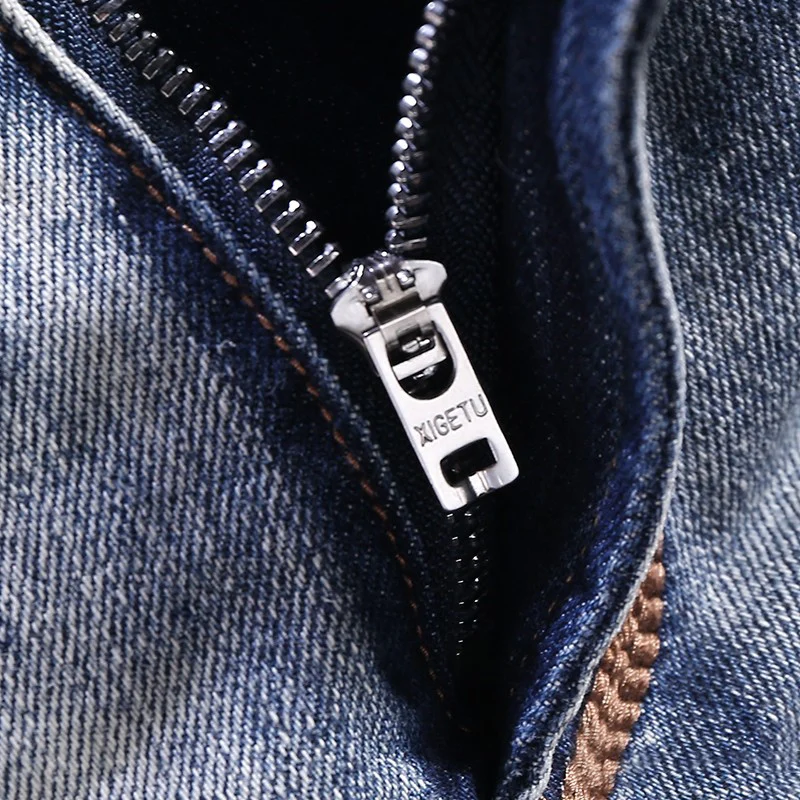 Street Fashion Vintage Men Jeans High Quality Retro Blue Stretch Slim Fit Ripped Jeans Men Patched Designer Denim Pants Hombre
