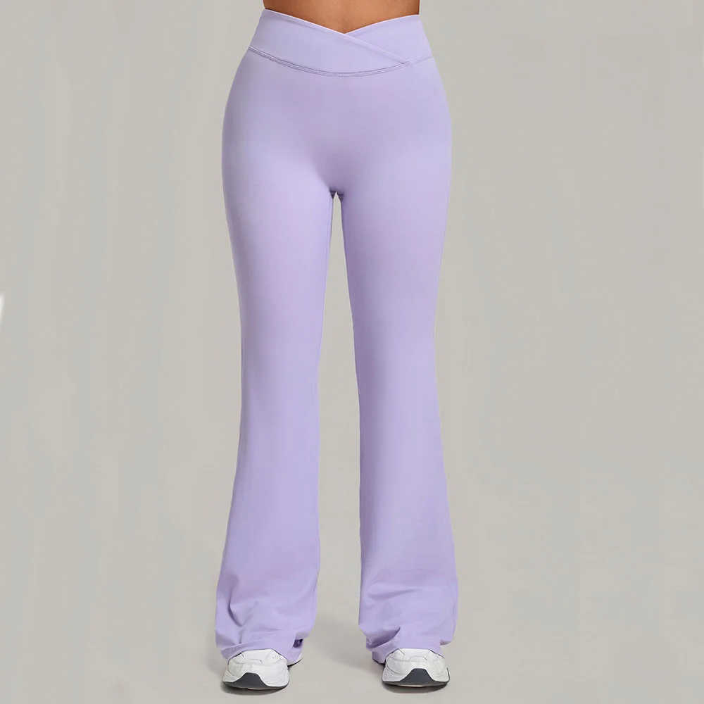 Yoga Flared Pants Intersection Wide Leg Pants Women's Gym Push Up Workout Jogging Sports Pants High Waisted Hip Lifting Leggings