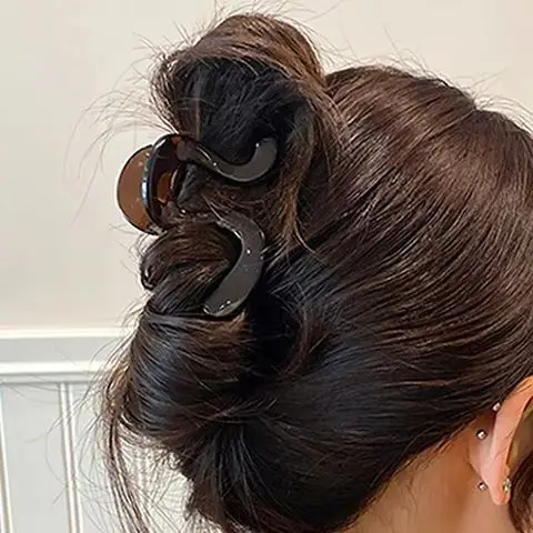 تصميم جيلي ليوبارد 2/4 قطع مشابك شعر، مشابك سرطان البحر المموجة البسيطة لحامل ذيل الحصان والمشابك.