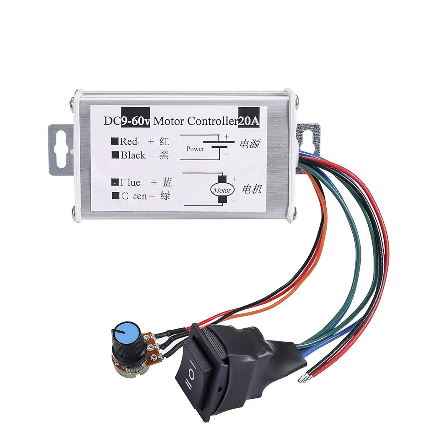 DC Motor Speed Controller,Brush Motor Driver Controls Module DC 9V-60V 12V 24V 36V 48V 60V Motor Pulse Width Modulator Regulator