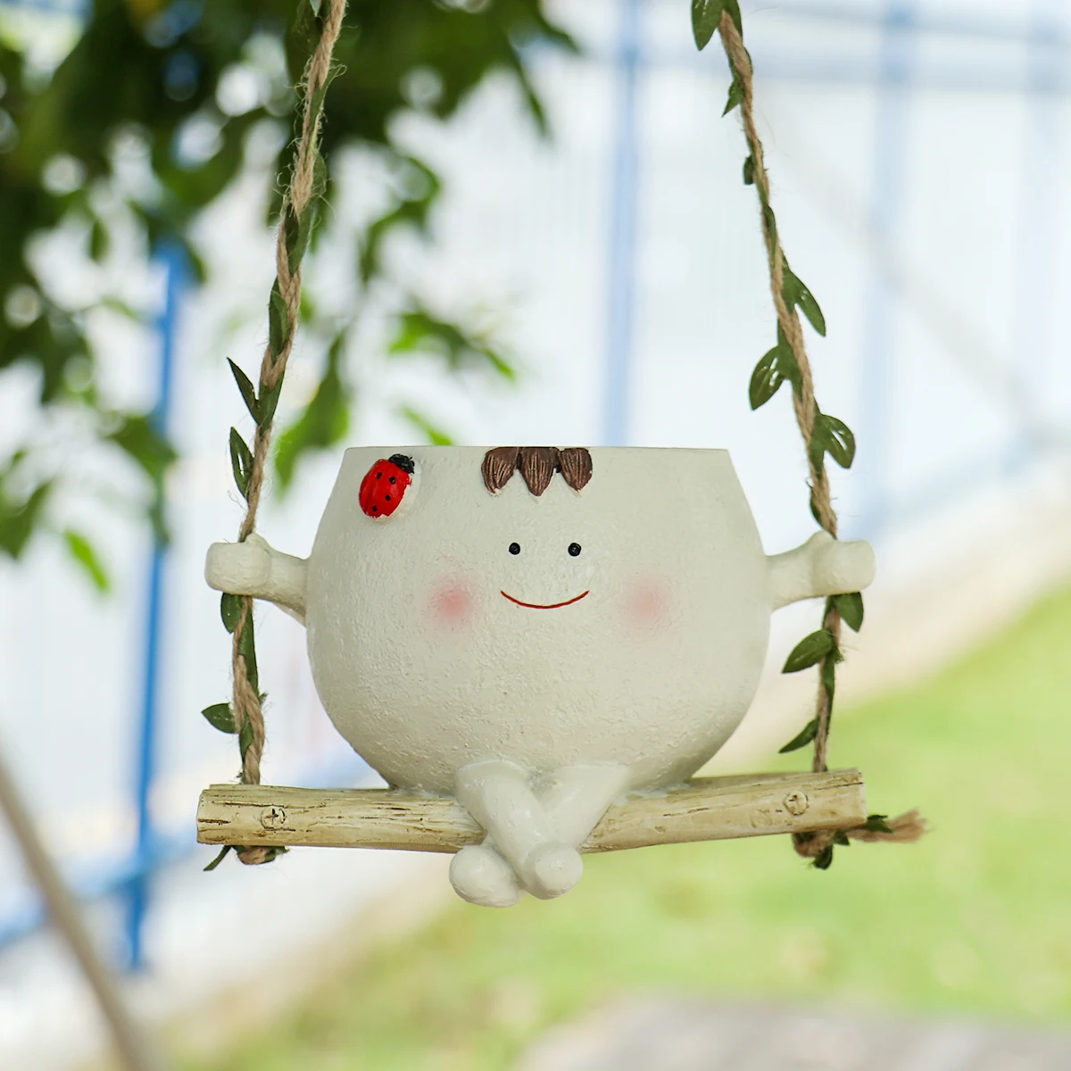 1pc Cute Swing Flowerpot Hanging Smiling Face Plant Succulent Creative Flowerpot Outdoor Garden Courtyard Flowerpot