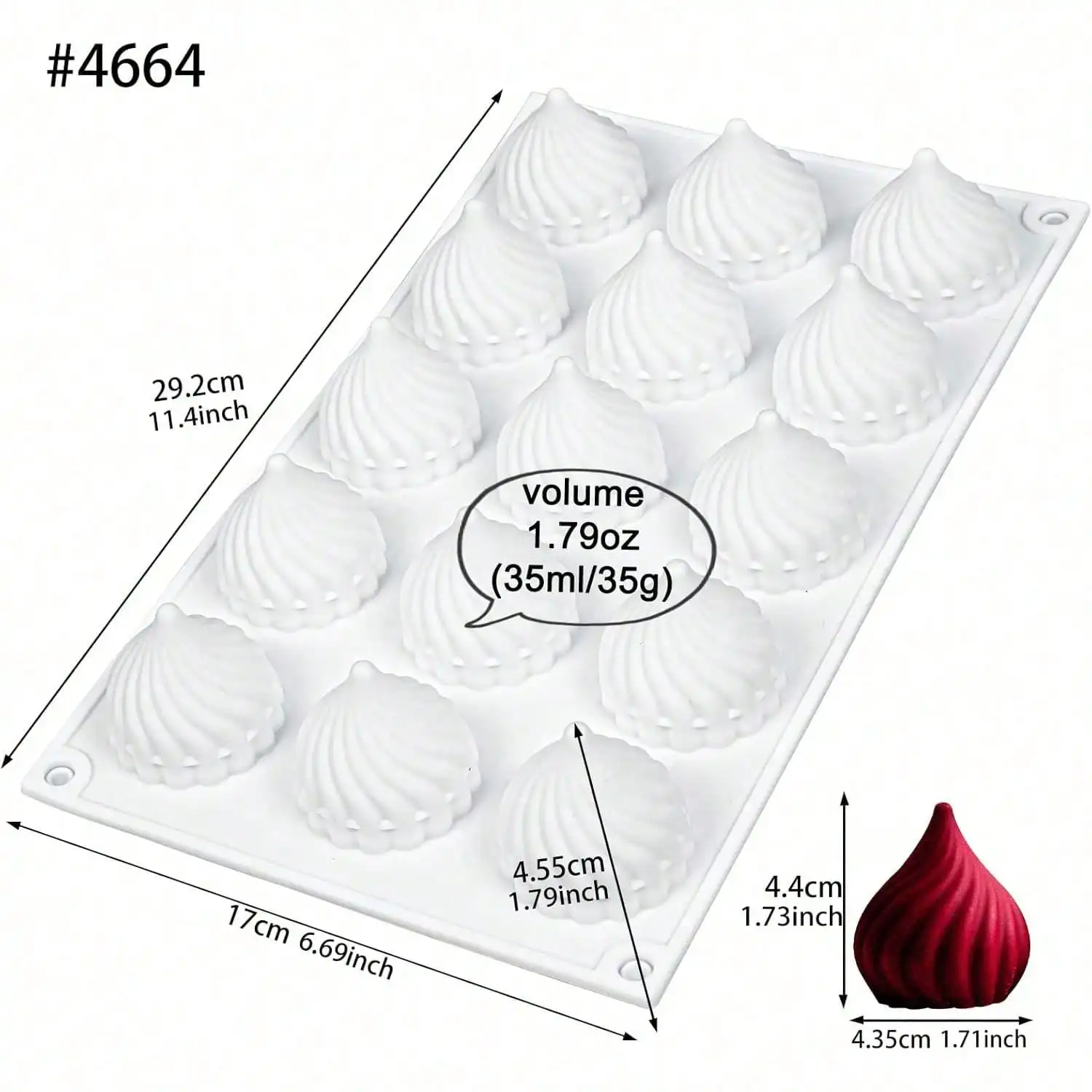 Cone Whirlwind Onion Silicone Cake Mold for Chocolate Mousse Pudding Dessert Bread Bakeware Pan Decorating,Chocolate mold view 2