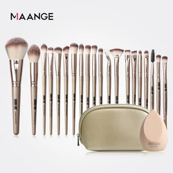 MAANGE Pro 12/18/20 PCS Makeup Brushes Set with Bag +1Pcs Sponge Beauty Powder Foundation Eyeshadow Make Up Brush Synthetic Wool