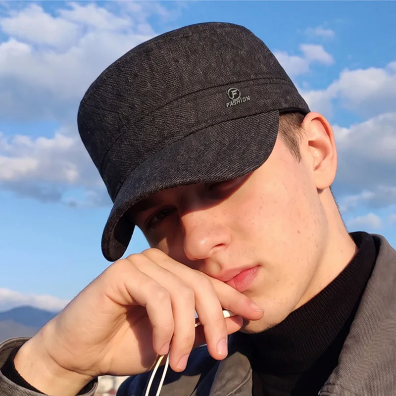 New Winter Men's Cap Fleece-lined Fluffy Thickened Warm Military Hats Flat Caps Cycling Coldproof Earmuffs Hat gorras кепка 모자