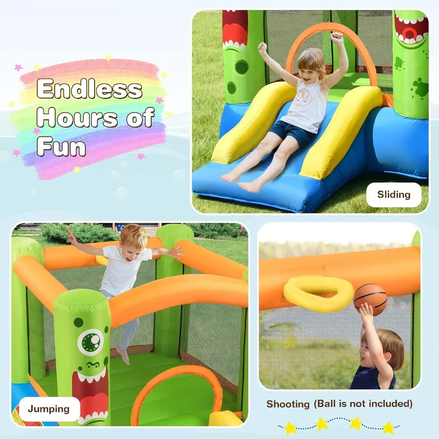 Opblaasbaar springhuis, springhuis voor kinderen binnen buitenfeest met springgebied, inclusief ventilator, Oxford draagtas, Repai