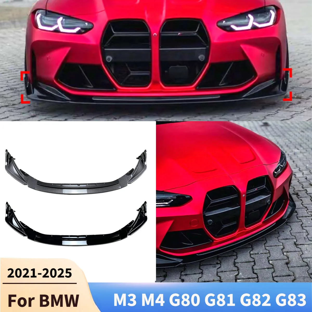 

Для BMW M3 M4 G80 G81 G82 G83 2021-2025 Передний бампер Губа Автомобильный нижний сплиттер Аксессуары для губ Диффузор Передний лезвие Комплект кузова Тюнинг