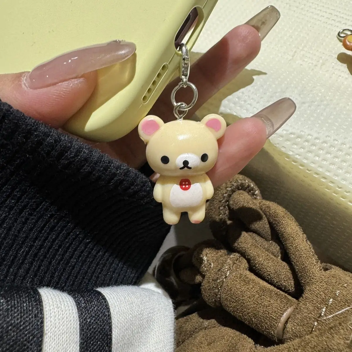 Niedlicher Rilakkuma-Puppen-Schlüsselanhänger, Kawaii-Cartoon im japanischen Stil, Rucksackanhänger, Handyhüllen-Dekoration, Zubehör, Geschenk, Spielzeug – Detail 3