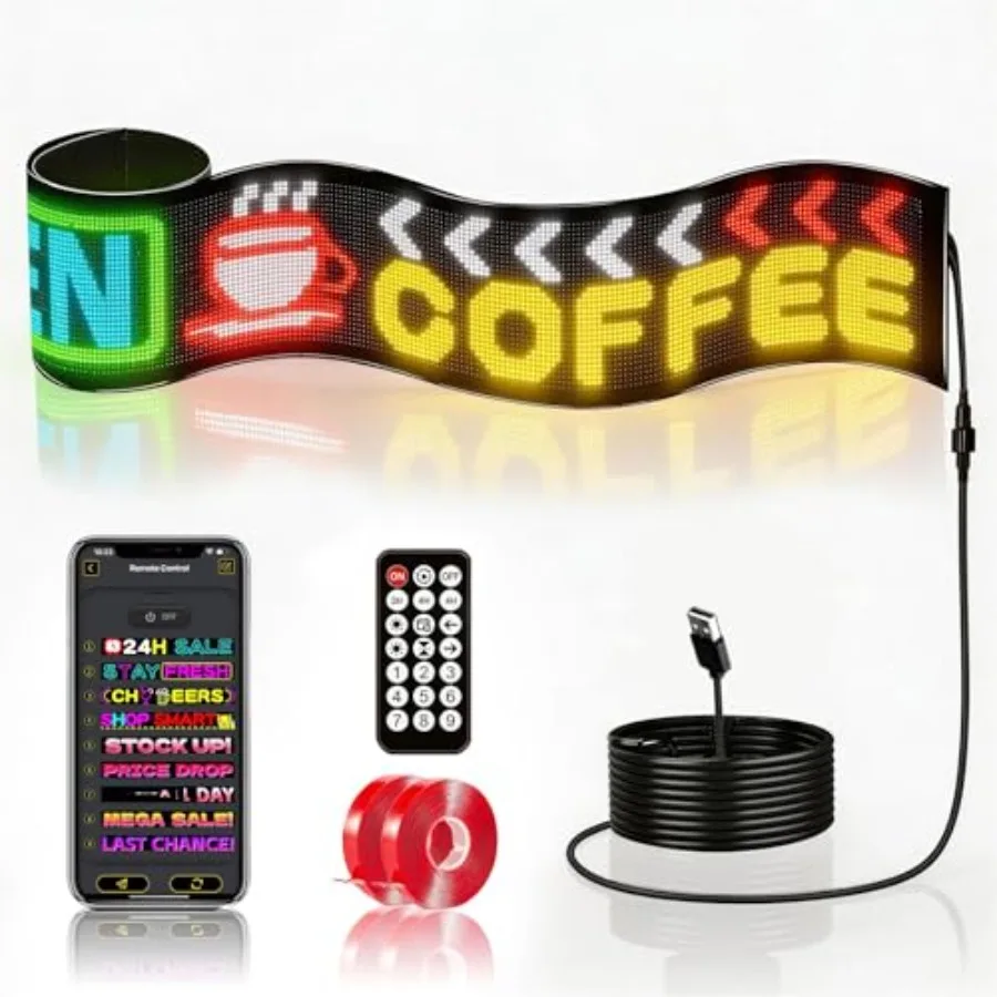 

Programmable LED Sign for Business Party Birthday Decorations - Custom Tet LED Display with USB - Bright Colorful Scroll Displa