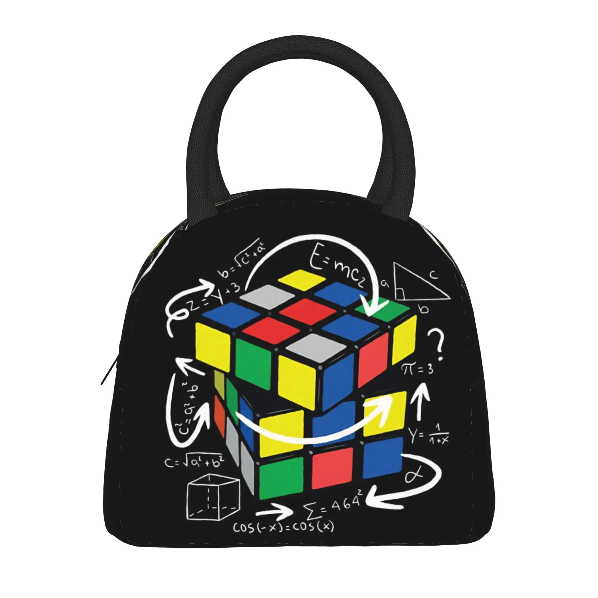 Math Rubiks Cube Lunch Bag  Leisure Lunch Box For Girls Picnic Portable Cooler Bag Oxford Graphic Tote Food Bags
