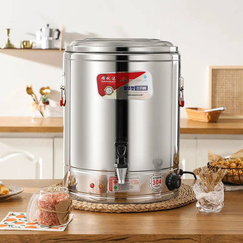 Commercial Electric Heating Steaming Pot Large Capacity Stainless Steel Double Layer Insulated Water Boiling Pot Herbal Tea