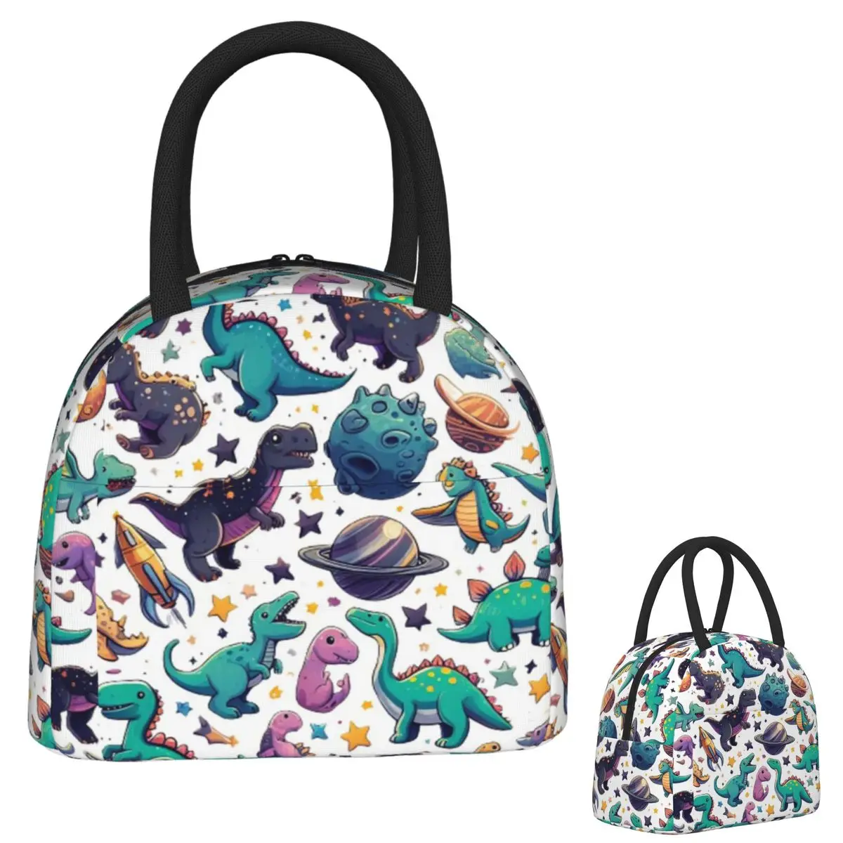 

Dinosaur Dinosaurs In Space Lunch Bags Insulated Bento Box Waterproof Lunch Tote Picnic Bags Cooler Bag for Woman Girl Travel
