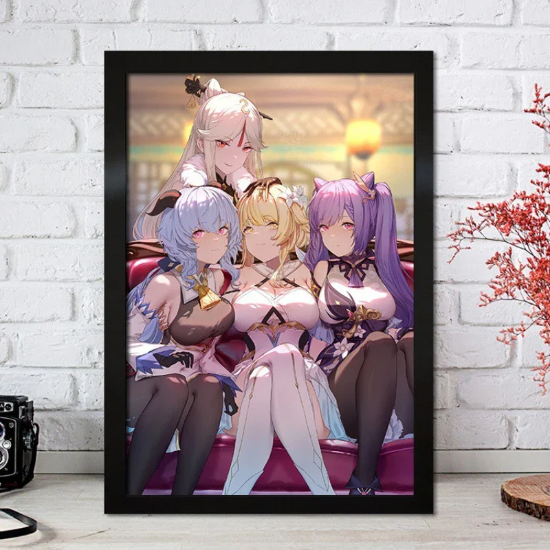 Keqing Anime Genshin Impact Canvas Painting Poster Prints Wall Art Picture Home Decor Living Room Bedroom Decorate Hu Tao Gift