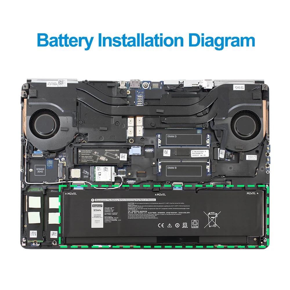 Bateria do laptopa KingSener 95WH PKWVM do DELL Precision 7550 7560 7750 7760 Series P44E P93F C903V CR72X 17C06 0CR72X — zdjęcie produktu 6