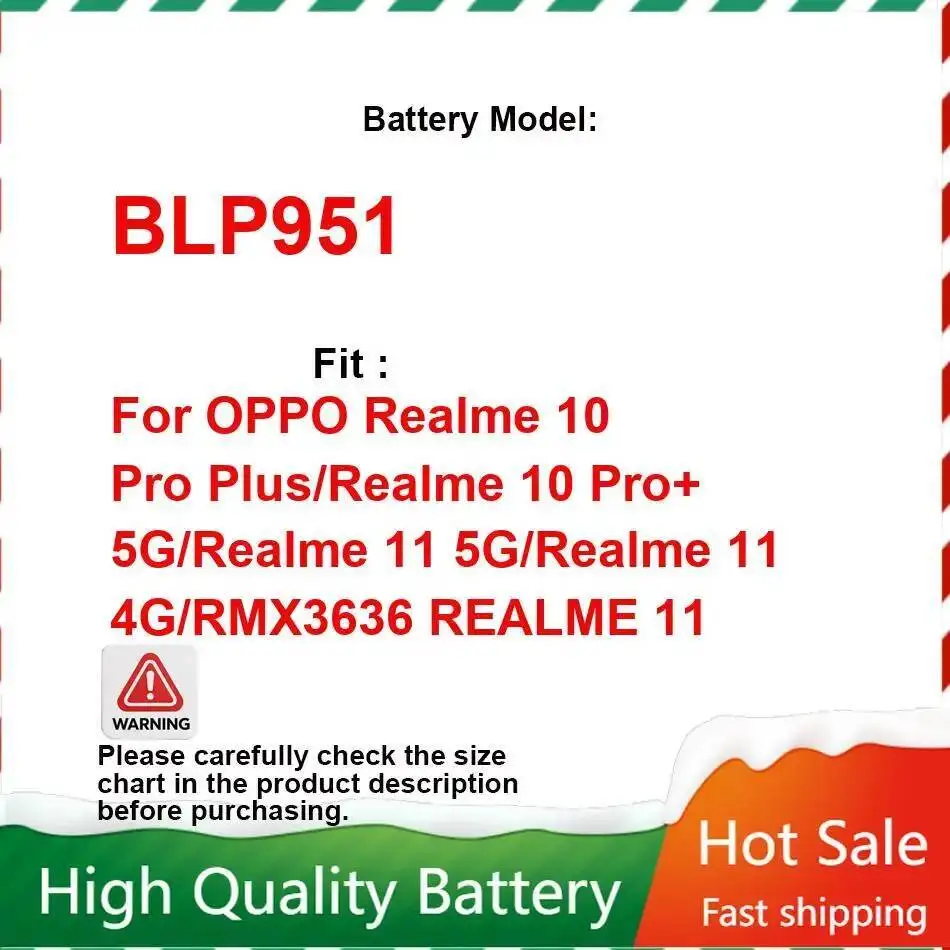

Mobile Phone Battery BLP951 5000Mah For Oppo Realme 10 Pro Plus Pro+ 5G 11 4G RMX3636