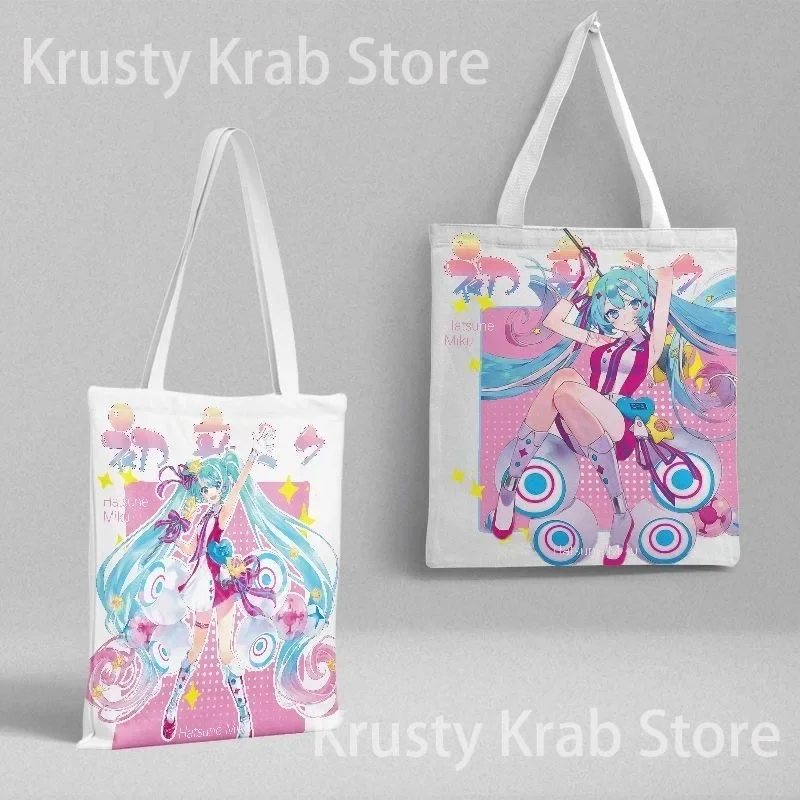 Hatsune Miku Handbags 36x39cm Tote Bag Kawaii Anime Storage Bag Canvas Large Capacity Shopping Bags Double Sided Printing Gifts