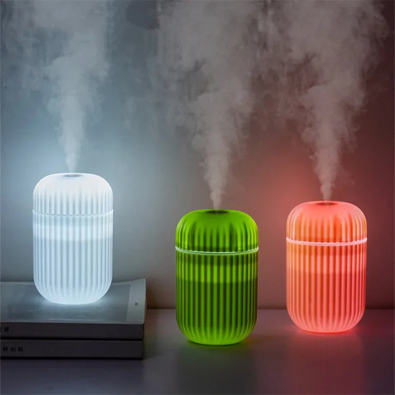 Air Humidifier USB Rechargeable LED Night Light Car Home Low Noise Air Purifier Humidifier Mist Maker Optional Romantic Light