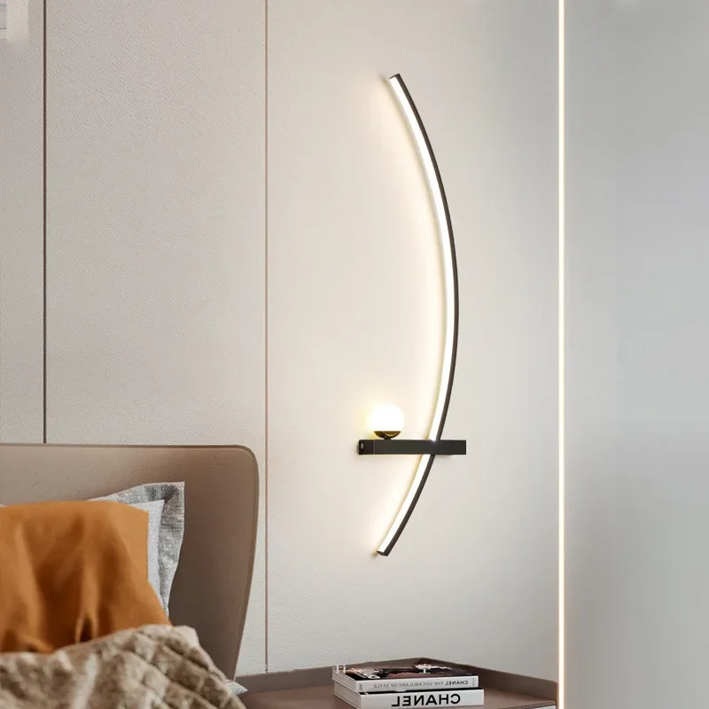 Lámparas de pared LED nórdicas, Líneas minimalistas, apliques decorativos para dormitorio, sala de estar, pasillo, luminarias de iluminación