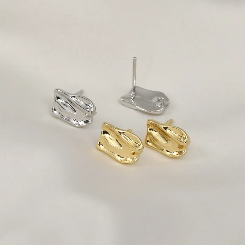 

Медные серьги-гвоздики с покрытием под 14-каратное золото, в ретро-стиле, абстрактные квадратные, с подвеской из серебряной иглы, материалы для изготовления украшений своими руками