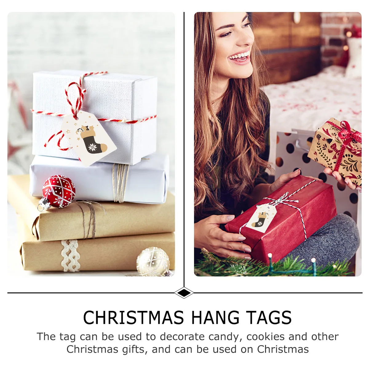 

100pcs Christmas Bookmarks Tags Hot Stamping Diy Gift Hanging Tags Festive Decoration Card Stock Paper Crafts Office Supplies