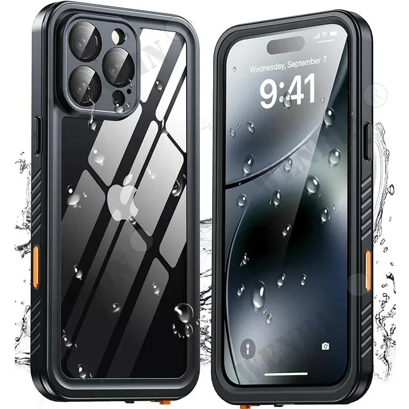 IP68 Waterproof Case para iPhone, 16, 15, 14, 13, 12 Pro Max, Capa Protetora de Corpo Inteiro, Mergulho Subaquático, Magsafe, Capa Magnética