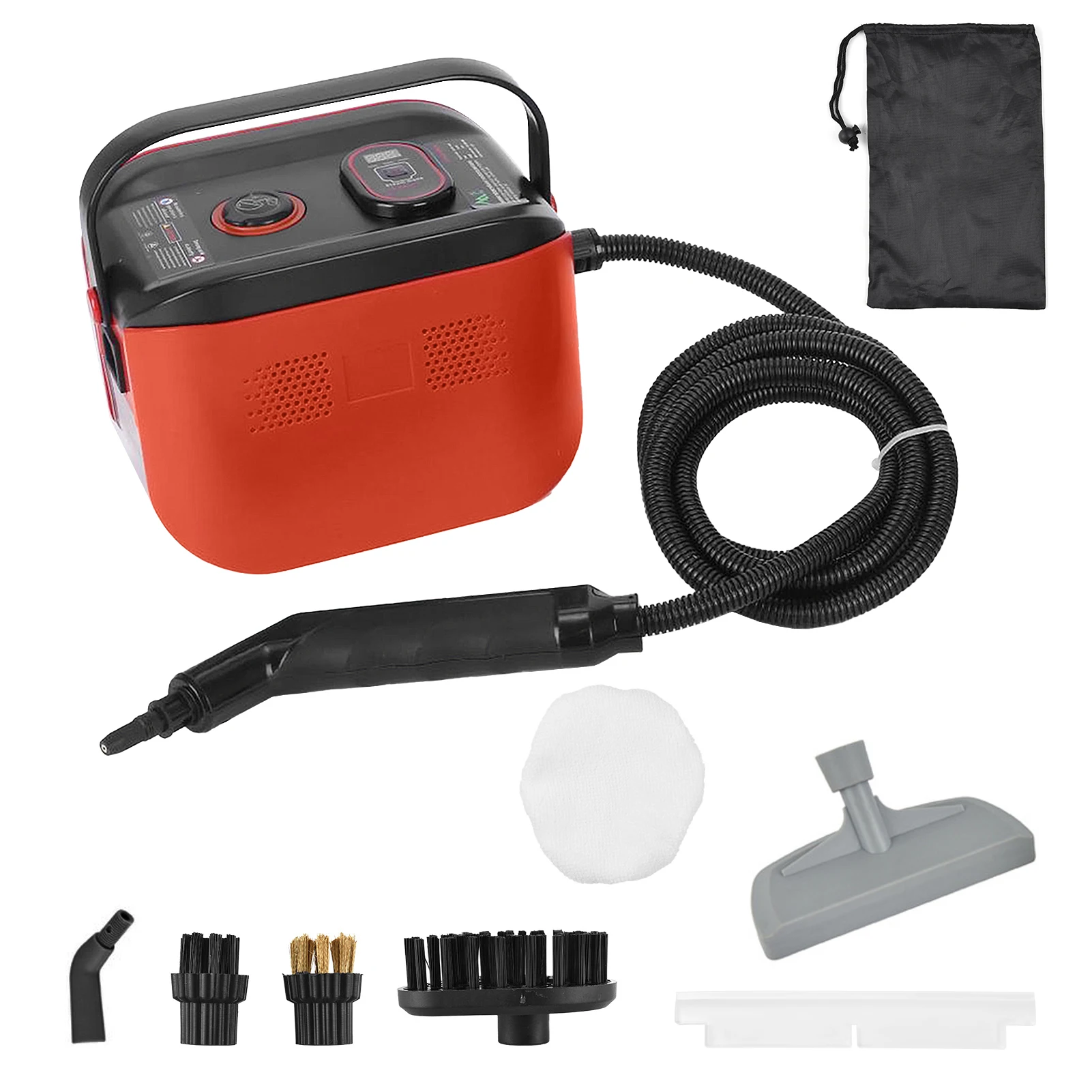 

Портативный пароочиститель, машина для глубокой очистки с 3 регулируемыми температурами и резервуаром для воды 1200 мл, 3 насадки для щеток, скребок для окон, ткань