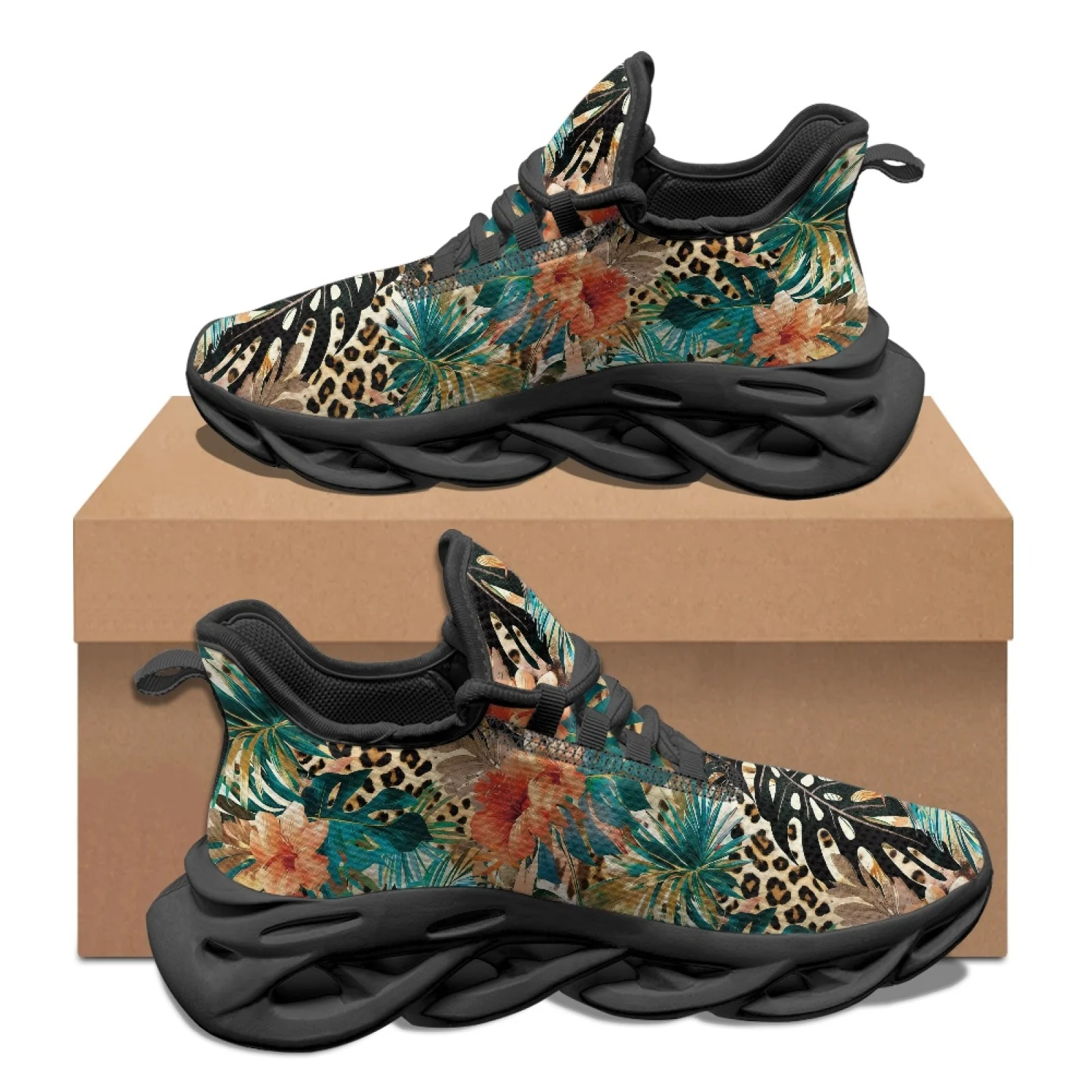 PENSTROLL Leopard Print Breathable Fashion Sneakers Outdoor Sneakers for Unisex Comfortable Athletic Shoes