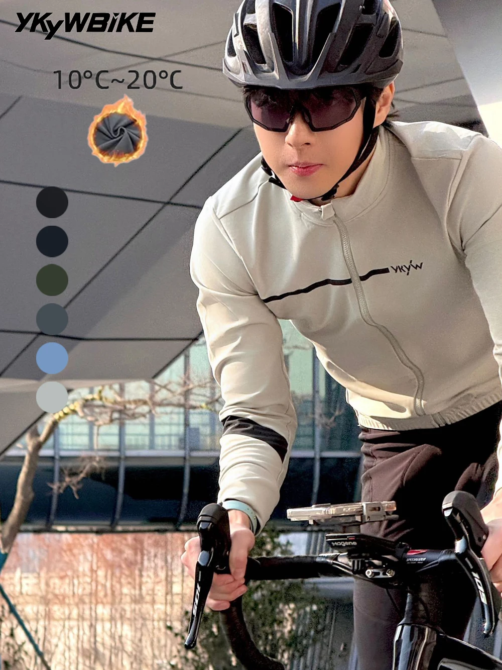 YKYWBIKE 10-20 ° C Herren Pro Radsport Langarm-Jacken 30% Rabatt Thermo-Fleece Wärmeisolierend Fahrradtrikot Rennrad-Bekleidung