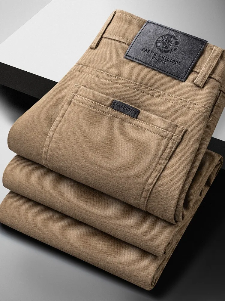 Pantalones Vaqueros de Lyocell para Hombre, Primavera-Otoño, Nueva Moda, Cómodos, Rectos, Largos, Suaves, de Negocios, Clásicos, Elásticos